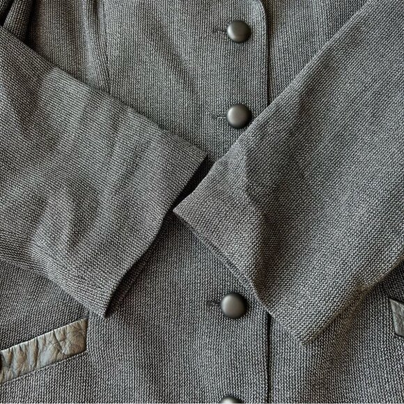 Vintage Jackie  K. Wool Blend Leather Trim Blazer Made in Canada - Picture 12 of 15